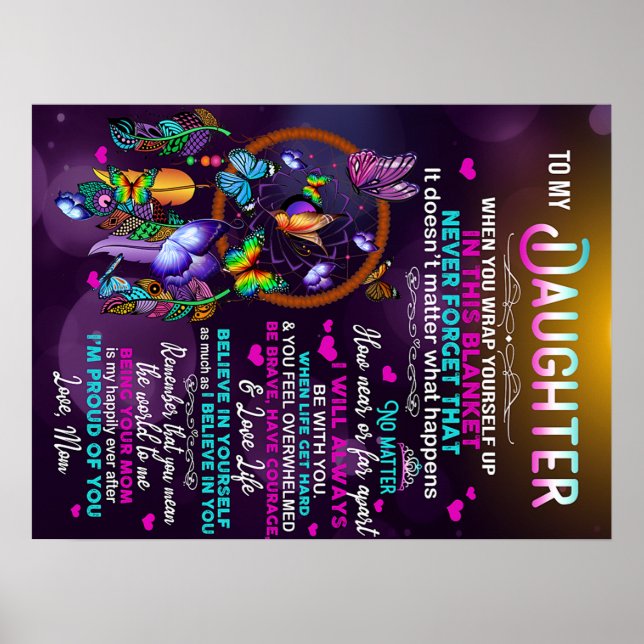 Poster Para Minha Filha Borboletas Presente, Filha Aniver (Frente)