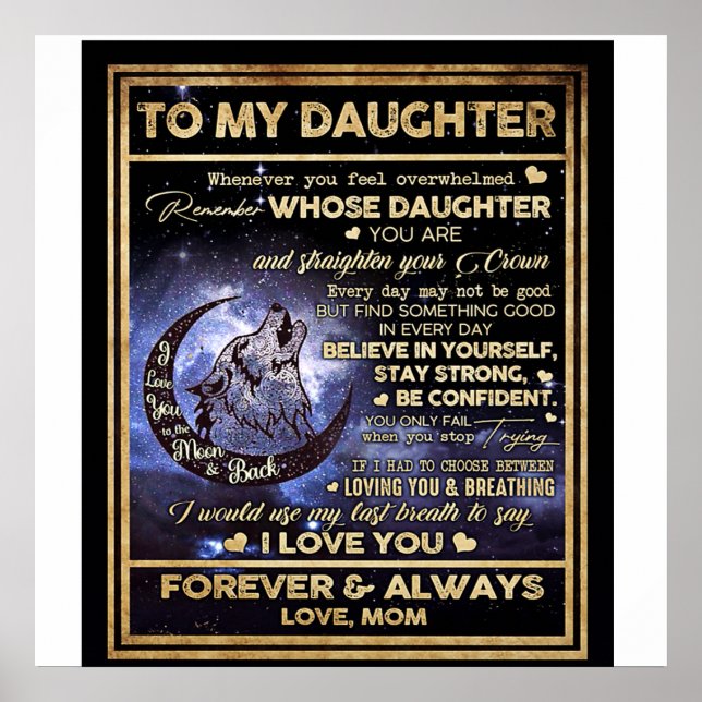 Poster Para Minha Filha Wolf Aniversário Presente, Engraç (Frente)