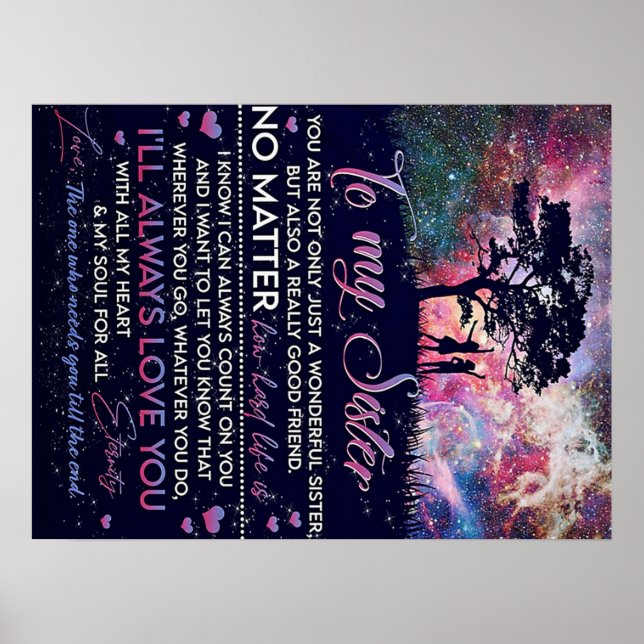 Poster Para Minha Irmã Dama, Presente De Aniversário Irmã (Frente)