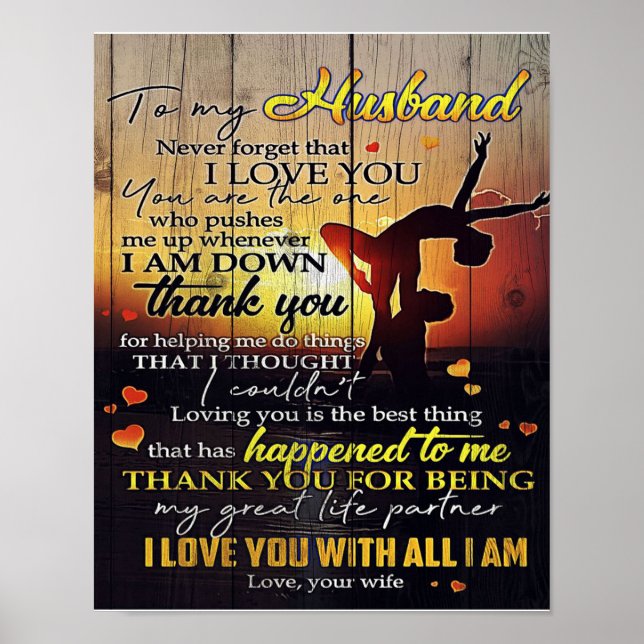 Poster Para Minha Letra Marido, Bonito Cita Presente (Frente)