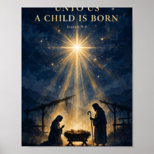 Poster Para Nós Um Filho Nasce Isaías 9:6 Arte de Natal
