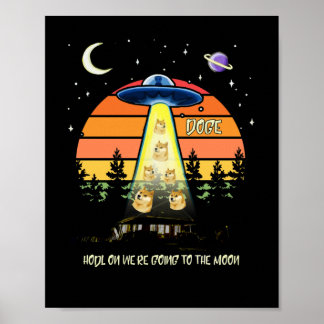 Poster Para o Dogecoin Crypto Meme UFO DOGE VIntage