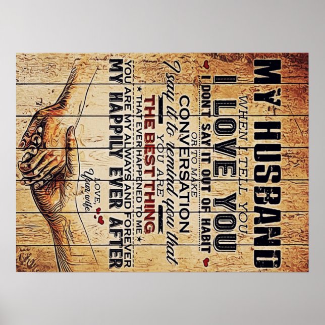 Poster Para o meu marido Decor, Letra de amor (Frente)
