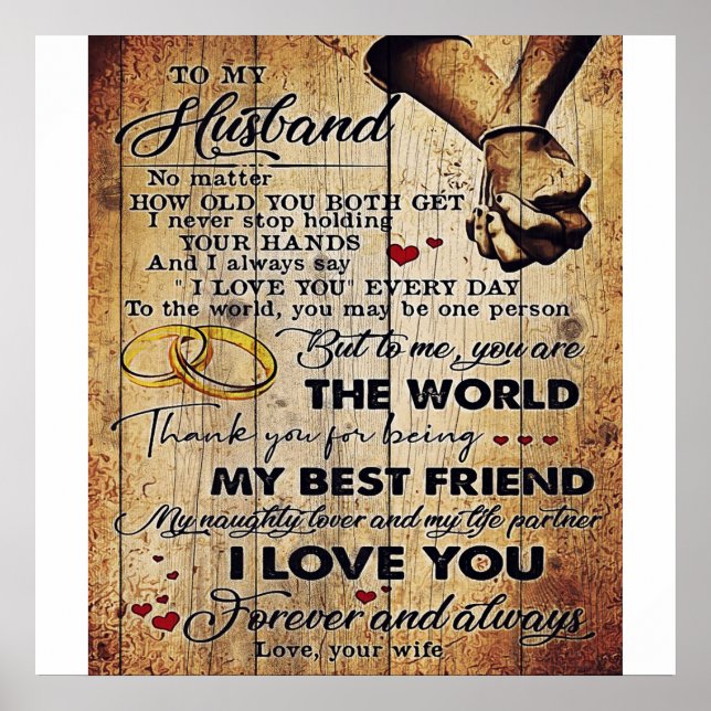 Poster Para o meu marido Design | Carta De Amor A Ele | (Frente)