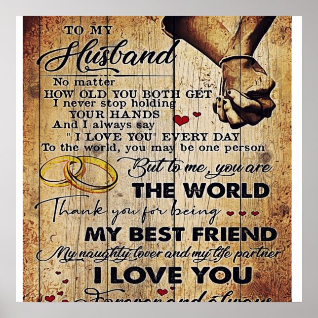 Poster Para o meu marido Design | Carta De Amor A Ele | (Frente)