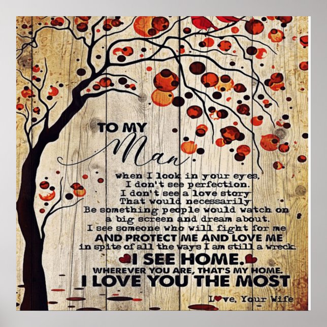 Poster Para o meu marido presente | Carta Marido Adorável (Frente)