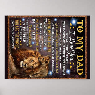 Poster Para o meu Pai de leão presente, Pai Aniversário