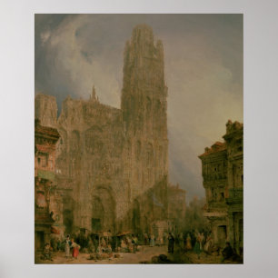 Poster Para o oeste parte dianteira de Notre Dame, Rouen