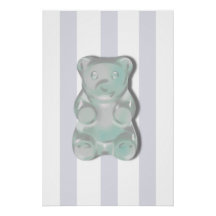 Pôster para quarto de meninos Urso Gummy Cinza