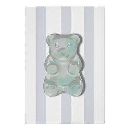 Pôster para quarto de meninos Urso Gummy Cinza