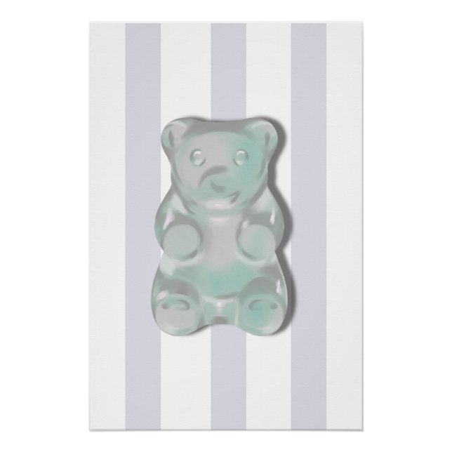 Pôster para quarto de meninos Urso Gummy Cinza (Frente)