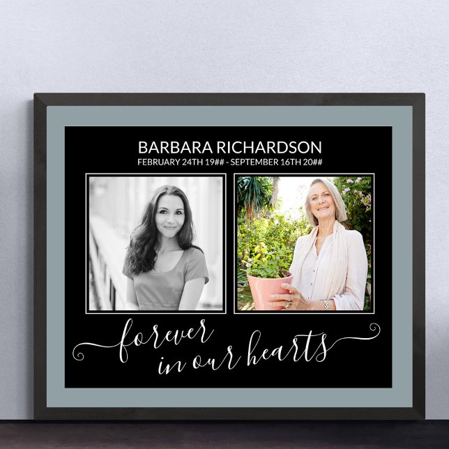 Poster Para sempre em nosso Funeral de Fotografias de Scr (Funeral memorial poster to order professionally printed or as a printable digital download)