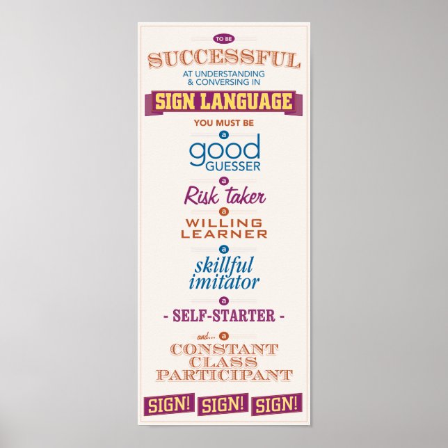 Pôster Para ser bem-sucedido na ASL (Frente)