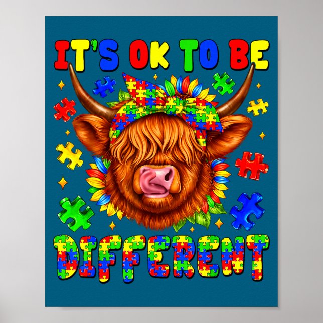 Poster Para ser diferente quebra-cabeça de vaca das terra (Frente)