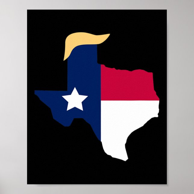 Poster Para Trump 2020 Election Texas Flag Trump Hair (Frente)