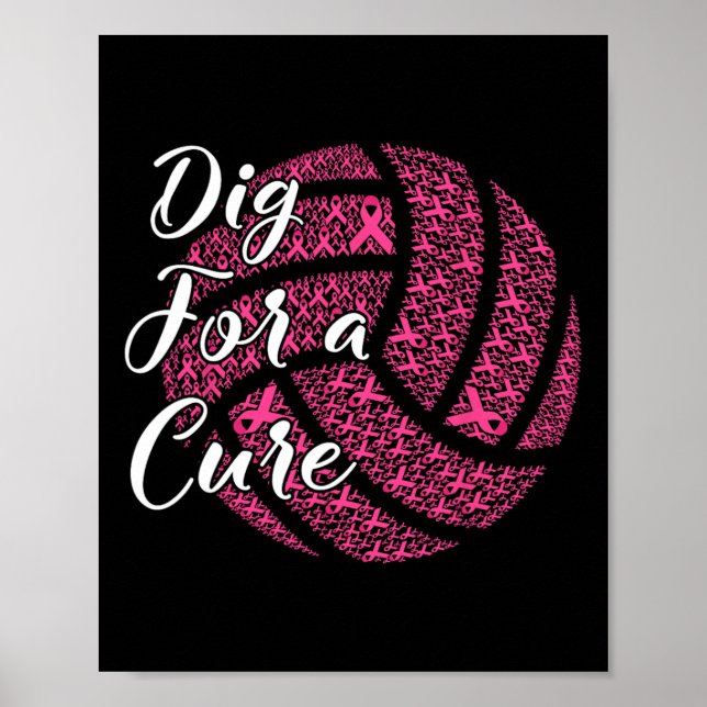 Poster Para um Cancer de mama puro rosa de vôlei (Frente)