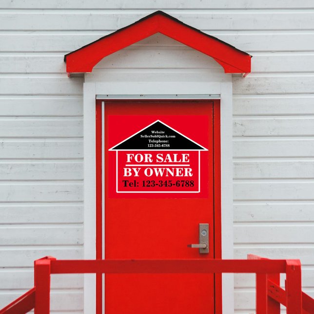 Poster PARA VENDA PELO PROPRIETÁRIO DE Imóveis Personaliz (Sell it fast with a bold "FOR SALE BY OWNER" sign. Customized Sale, Rent or Lease posters available.)