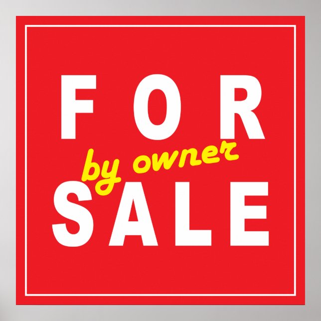 Poster PARA VENDA pelo proprietário SIGN branco vermelho (Frente)