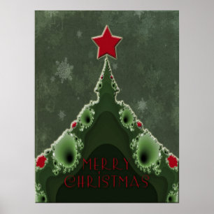 Poster Parabéns de Natal - Árvore Fractal e Estrela