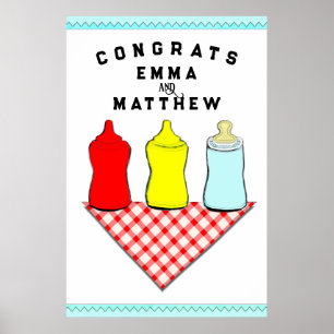 Poster Parabéns do Chá de fraldas do churrasco