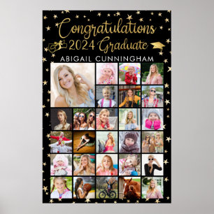 Poster Parabéns Formando 27 Foto Collage Gold Foil Black