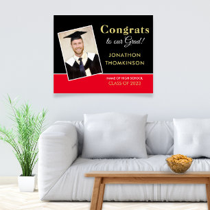 Poster Parabéns Formando Foto Preto Vermelho Dourado 2025