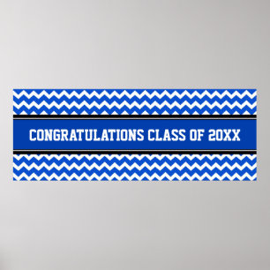 Pôster Parabéns Graduação Ano Personalizado Banner Azul