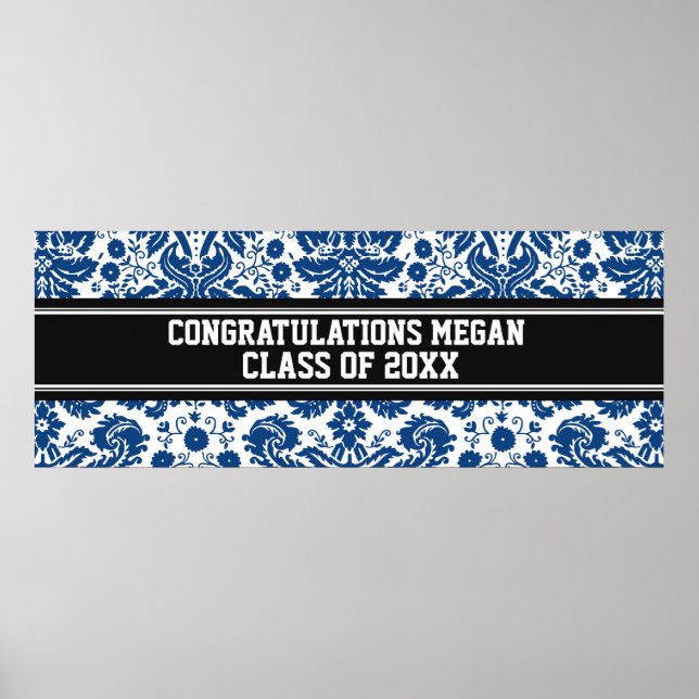 Poster Parabéns Graduação Nome Personalizado Banner Azul (Frente)
