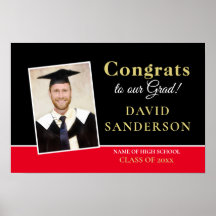 Parabéns Graduado Foto Nome Dourado Branco Preto V