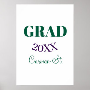 Poster parabéns graduado verde roxo negrito ano 20XX grad
