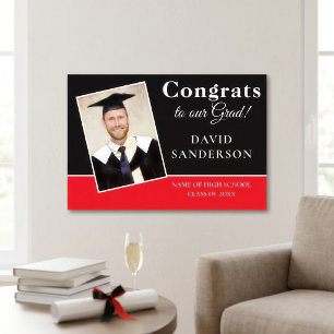 Poster Parabéns Imprimível Foto Nome Graduado Preto Verme