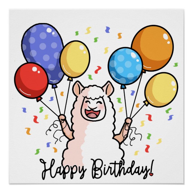 Pôster Parabéns Llama (Frente)