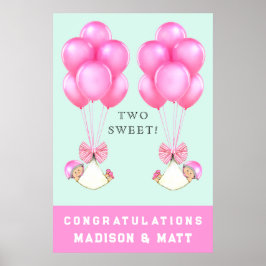 Poster parabéns para meninas gêmeas