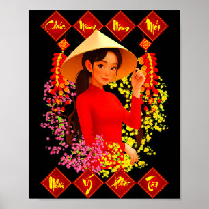 Poster Parabéns pelo Ano Novo Tet Binh Ngo 2026 Vietnamit