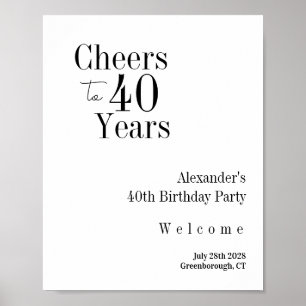 Poster Parabéns pelos 40 Anos - Brindemos a 40 Anos Festa