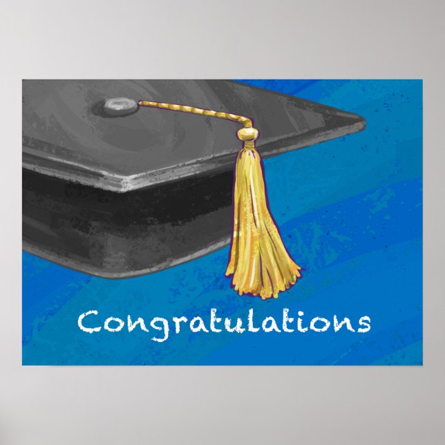 Poster Parabéns preto e azul (Frente)