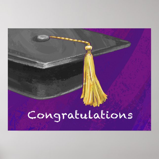 Pôster Parabéns preto e roxo (Frente)