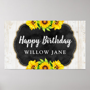 Poster Parabéns, Sunflower & Russ Wood Party Decor