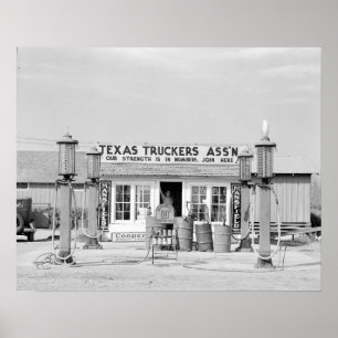 Pôster Parada de Caminhões no Texas, 1939. Foto Antiga