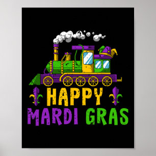 Poster Parada de Carnaval de Comboio Feliz Mardi Gras Jes