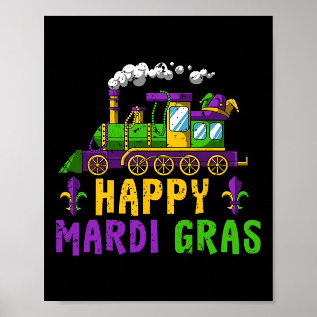 Poster Parada de Carnaval de Comboio Feliz Mardi Gras Jes (Frente)