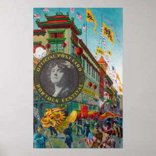 Pôster Parada de Chinatown para o festival de Portola