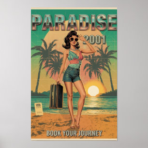 Poster Paradise 2001 Retro Y2K Cartaz de Viagem – Neo