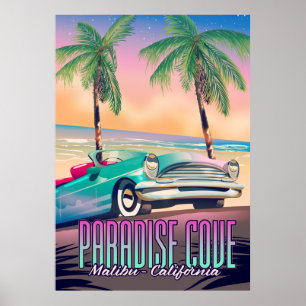 Poster Paradise Cove,Malibu,poster de viagens da Califór