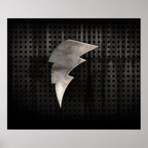 Pôster Parafuso de relâmpago; Preto legal