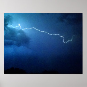 Pôster Parafuso de relâmpago, temporal, céu de noite