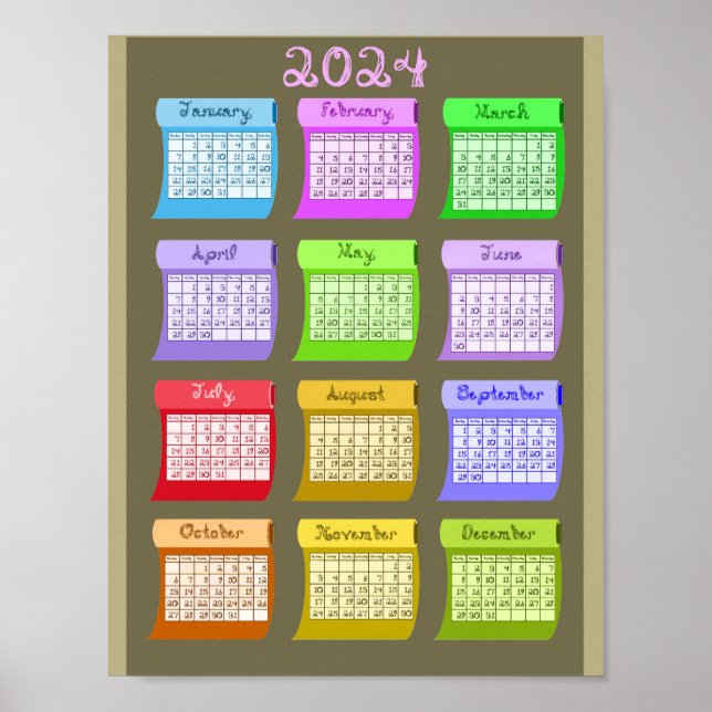 Poster Parafusos de Fonte de Tecido Calendário Imprimível (Frente)