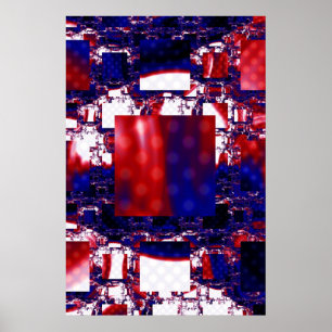 Poster Paragem Arte frontal vermelha e azul