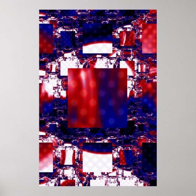 Poster Paragem | Arte frontal vermelha e azul (Frente)