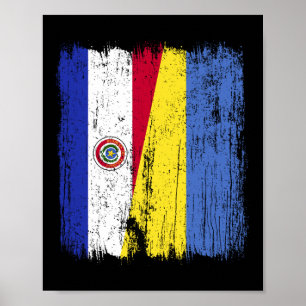 Poster Paraguai Ucrânia Meia Bandeira Paraguaio Ucraniano